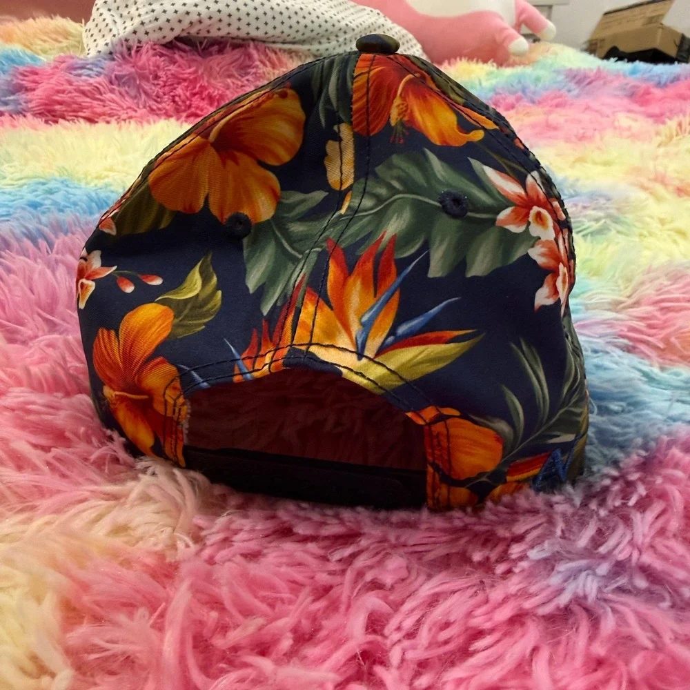 Aviator Nation Venice CA Tropical Floral Snapback Hat Navy Blue Rainbow Patch - Picture 7 of 7